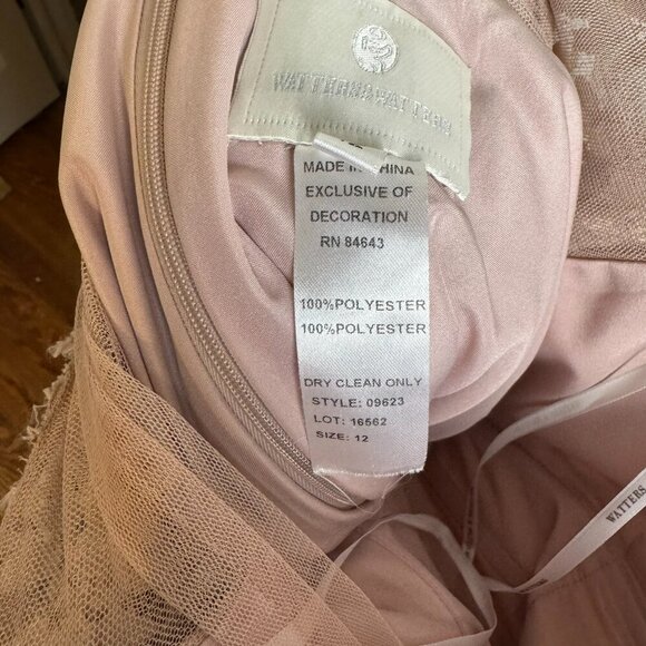 Watters & Watters pink lace tulle sleeveless maxi formal dress size 12 C47 - Picture 9 of 10